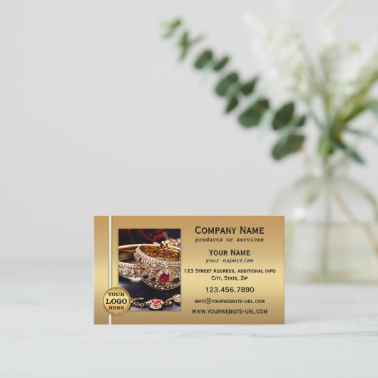 Gold Metallic QR Code and Photo Professional  名刺 (スタンド正面)