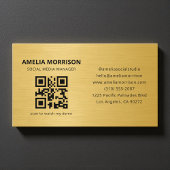 Gold Metallic QR Code Minimalist Professional 名刺