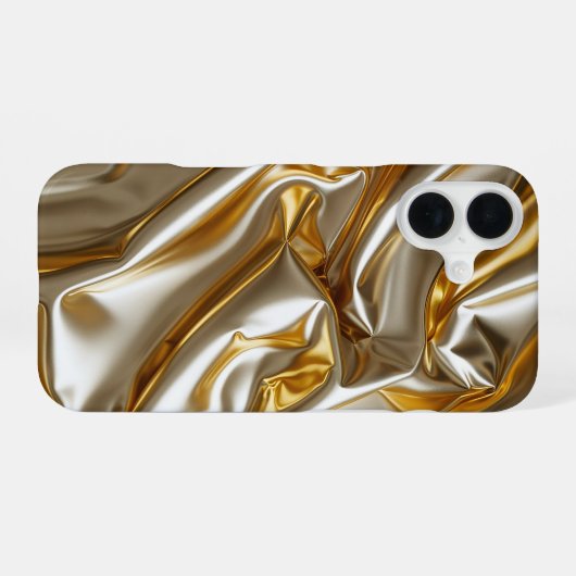 Gold Metallic Silk Texture iPhone 16ケース (裏面横)