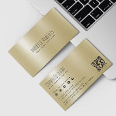 Gold Metallic Stainless Steel Texture QR Code 名刺
