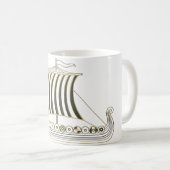 Gold Metallic Viking Longboat Mug コーヒーマグカップ (正面右)