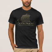 Gold Metallic Viking Longboat Tshirt Tシャツ (正面)