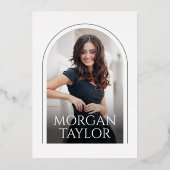 Gold Minimal Graceful Elegance Arch Graduation 箔招待状 (裏面)