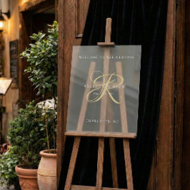 Gold Minimal Monogram Clear Wedding Entry アクリルサイン