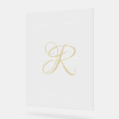 Gold Minimal Monogram Clear Wedding Entry アクリルサイン (傾斜)