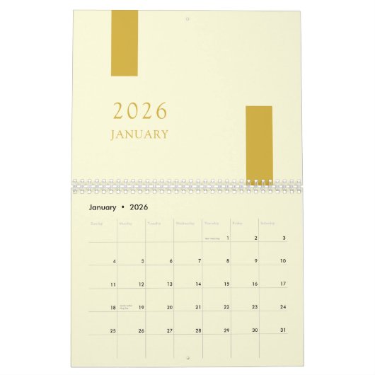 Gold Minimalist Modern 2026 Wall Calendar カレンダー (1月 2026)