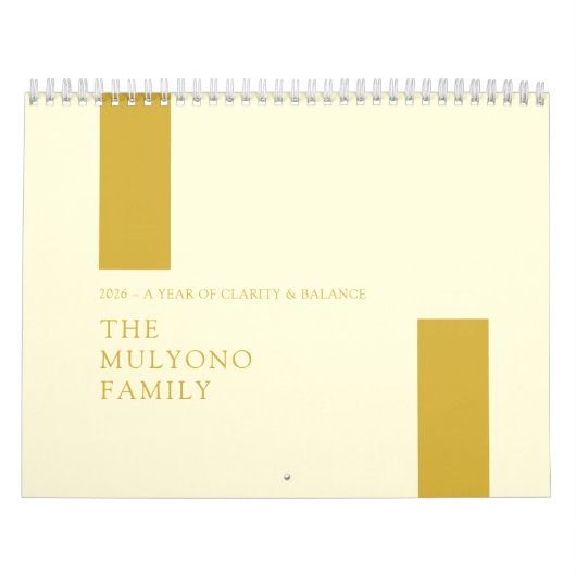 Gold Minimalist Modern 2026 Wall Calendar カレンダー (カバー)