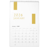 Gold Minimalist Modern 2026 Wall Calendar カレンダー (1月 2027)