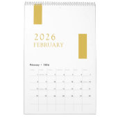 Gold Minimalist Modern 2026 Wall Calendar カレンダー (2月 2026)