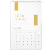 Gold Minimalist Modern 2026 Wall Calendar カレンダー (1月 2026)