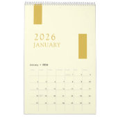 Gold Minimalist Modern 2026 Wall Calendar カレンダー (1月 2026)