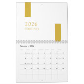 Gold Minimalist Modern 2026 Wall Calendar カレンダー (2月 2026)