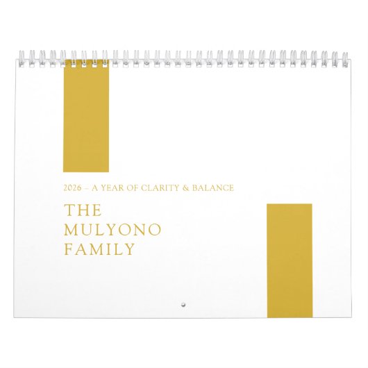 Gold Minimalist Modern 2026 Wall Calendar カレンダー (カバー)