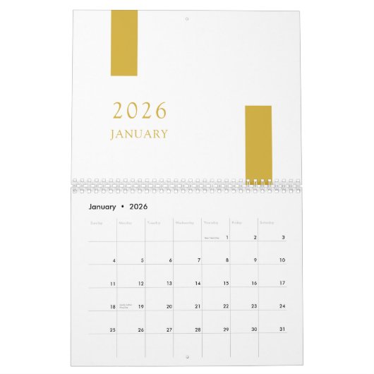 Gold Minimalist Modern 2026 Wall Calendar カレンダー (1月 2026)