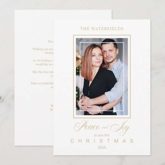 Gold Minimalist Modern Christmas Photo Family (正面/裏面)