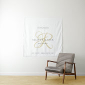 Gold Minimalistic Monogram Just Married Reception タペストリー (インサイチュ)