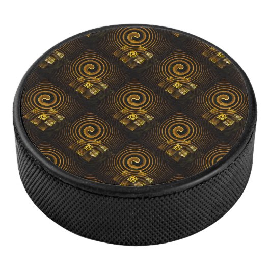 Gold Modern Boho Elegant Abstract Art Pattern #502 アイスホッケーパック (3/4)