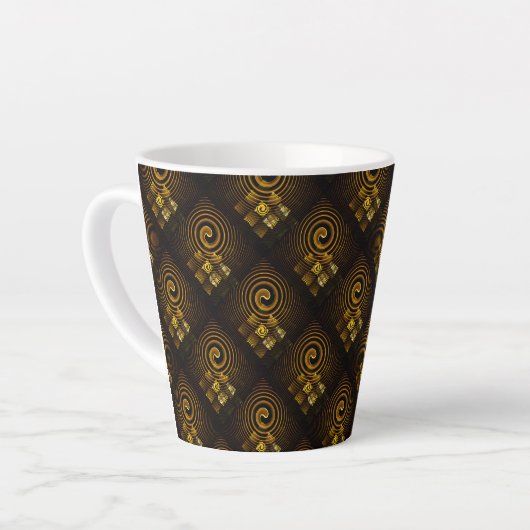 Gold Modern Boho Elegant Abstract Art Pattern #502 カフェラテマグ (左アングル)