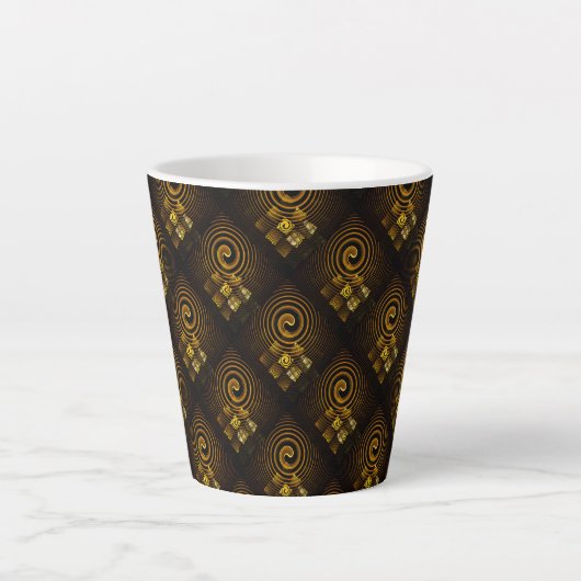 Gold Modern Boho Elegant Abstract Art Pattern #502 カフェラテマグ (正面)
