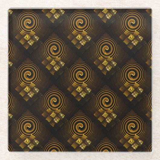 Gold Modern Boho Elegant Abstract Art Pattern #502 ガラスコースター (正面)