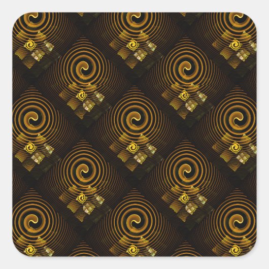 Gold Modern Boho Elegant Abstract Art Pattern #502 スクエアシール (正面)
