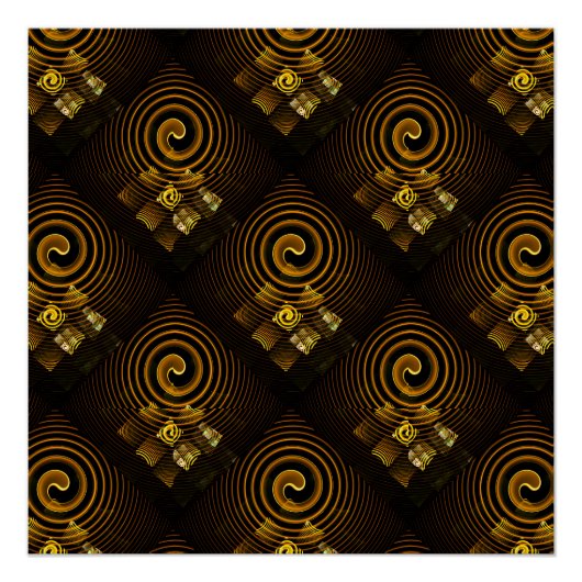 Gold Modern Boho Elegant Abstract Art Pattern #502 ポスター (正面)