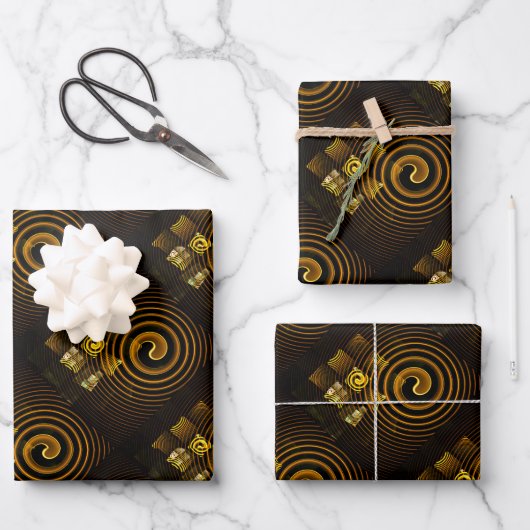 Gold Modern Boho Elegant Abstract Art Pattern #502 ラッピングペーパーシート (正面)