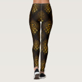 Gold Modern Boho Elegant Abstract Art Pattern #502 レギンス (裏面)