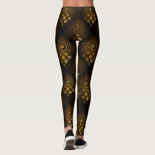 Gold Modern Boho Elegant Abstract Art Pattern #502 レギンス (裏面)