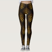 Gold Modern Boho Elegant Abstract Art Pattern #502 レギンス (正面)