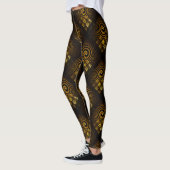 Gold Modern Boho Elegant Abstract Art Pattern #502 レギンス (左)