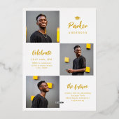 Gold Modern Brush Script Photo Graduation 箔招待状 (裏面)