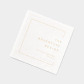 Gold Modern Chic Minimalist Wedding 箔ナプキン (左)