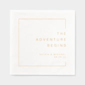 Gold Modern Chic Minimalist Wedding 箔ナプキン (正面)