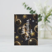 Gold modern Christmas - Cartes Fêtes Annuelles シーズンポストカード (スタンド正面)