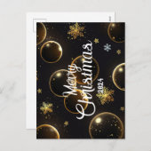 Gold modern Christmas - Cartes Fêtes Annuelles シーズンポストカード (正面/裏面)