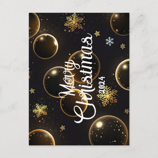 Gold modern Christmas - Cartes Fêtes Annuelles シーズンポストカード (正面)