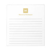 Gold Modern Lined Chic Trendy Monogram  ノートパッド (正面)