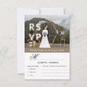 Gold Modern Minimalist Photo & QR Wedding RSVP サンキューカード (正面)