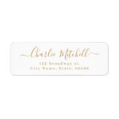 Gold Modern Simple elegant script return address ラベル (正面)
