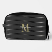 Gold Monogram Initial and Name On Black Gift ドップキット (正面)
