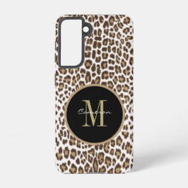 Gold Monogram Initial and Name On Black Gift Samsung Galaxy S21ケース