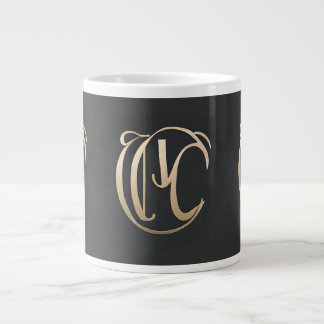Gold Monogram Initial Mug - Personalized Gift ジャンボコーヒーマグカップ