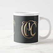 Gold Monogram Initial Mug - Personalized Gift ジャンボコーヒーマグカップ (右)