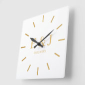 Gold Monogram Initials Square Wall Clock スクエア壁時計 (傾斜)