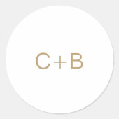 Gold Monogram Modern Wedding ラウンドシール (正面)