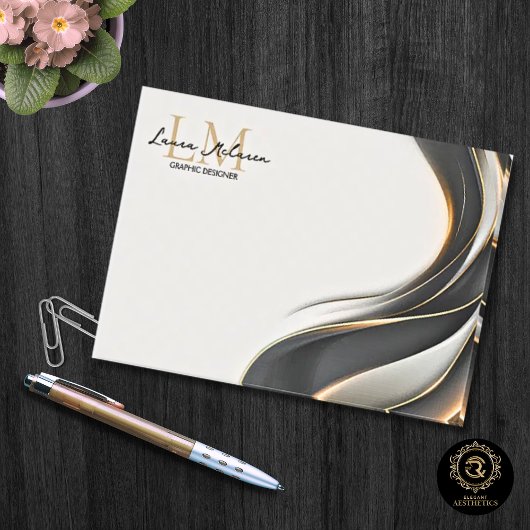 Gold Monogram Script Name Professional  ポストイット