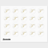 Gold Monogram T Envelope Seal Label Sticker ラウンドシール (シート)