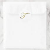 Gold Monogram T Envelope Seal Label Sticker ラウンドシール (バッグ)
