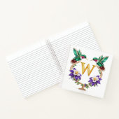 Gold Monogram W Hummingbird Jeweled Wedding Gift ノートブック (内部)